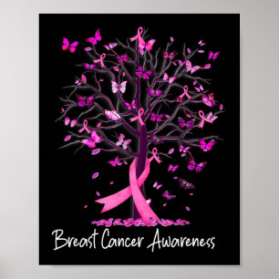 Im Oktober tragen wir rosa Ribbon Tree Brustkrebs Poster