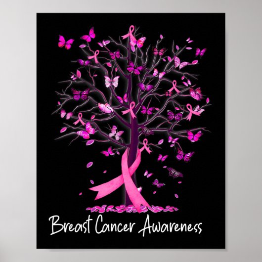 Im Oktober tragen wir rosa Ribbon Tree Brustkrebs Poster (Vorne)