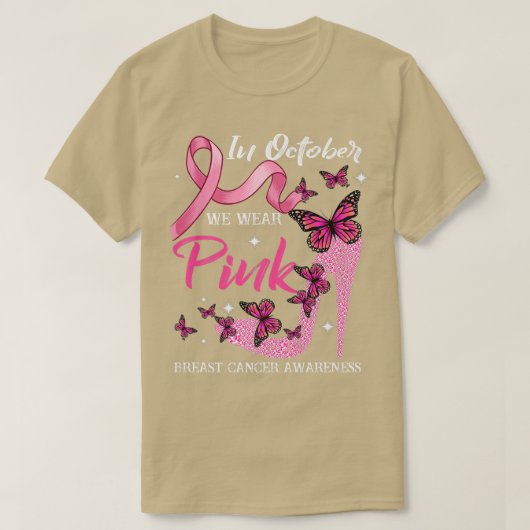 Im Oktober tragen wir rosa Schmetterlinge Brustkre T-Shirt (Design vorne)