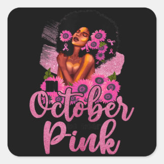 Im Oktober tragen wir rosa schwarze Frauen Brustkr Quadratischer Aufkleber