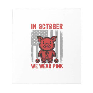Im Oktober tragen wir rosa Schwein-Bewusstseins-De Notizblock