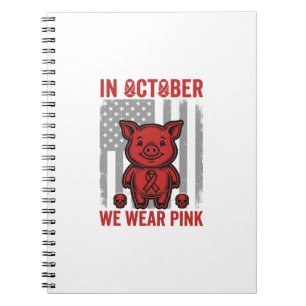 Im Oktober tragen wir rosa Schwein-Bewusstseins-De Notizblock