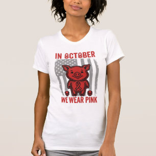 Im Oktober tragen wir rosa Schwein-Bewusstseins-De T-Shirt