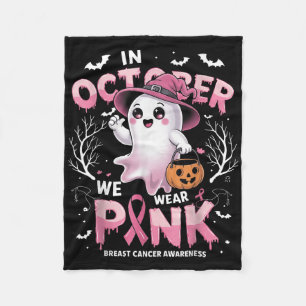 Im Oktober tragen wir rosa Shirt Ghost Brustkrebs Fleecedecke