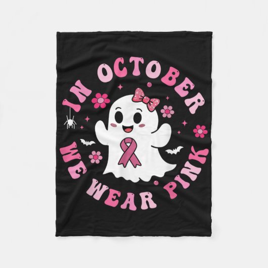 Im Oktober tragen wir rosa Shirt Ghost Brustkrebs Fleecedecke (Vorderseite)