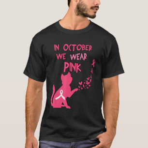 Im Oktober tragen wir Rosa Süße Katze Brust T-Shirt