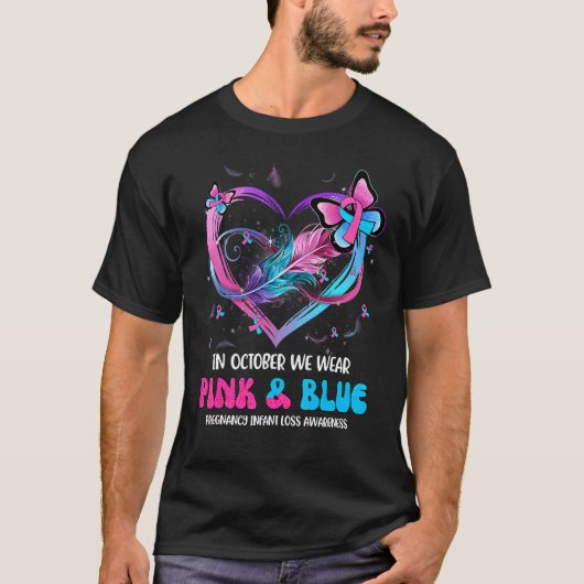 Im Oktober tragen wir rosa und blaue Schwangerscha T-Shirt (Vorderseite)