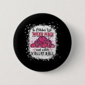 Im Oktober tragen wir rosa Volleyball Brustkrebs A Button (Vorderseite)
