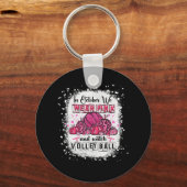Im Oktober tragen wir rosa Volleyball Brustkrebs A Schlüsselanhänger (Vorderseite)
