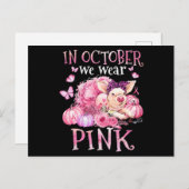Im Oktober tragen wir rosafarbenen Ribbon Schweine Postkarte (Vorne/Hinten)
