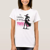 Im Oktober tragen wir rosafarbenes Halloween T-Shirt (Vorderseite)