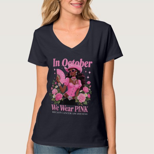 im Oktober Wir tragen pink Cowgirl Awareness Art T-Shirt (Vorderseite)