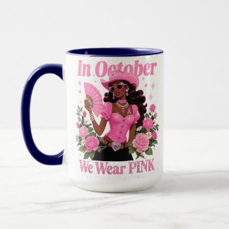 im Oktober Wir tragen pink Cowgirl Awareness Art Tasse