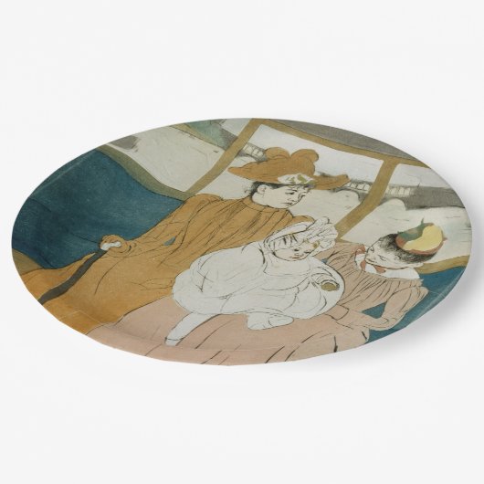 Im Omnibus durch Mary Cassatt Pappteller (Schrägansicht)