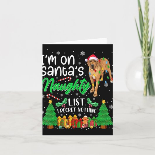 Im On Santas Naughty Cute Dane Dog Xmas T Shirt Karte (Vorderseite)