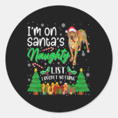 Im On Santas Naughty Cute Dane Dog Xmas T Shirt Runder Aufkleber (Vorderseite)