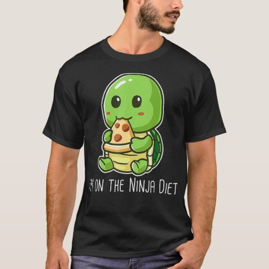 Im On The Ninja Diet Funny Turtle Eating Pizza T-Shirt (Vorderseite)