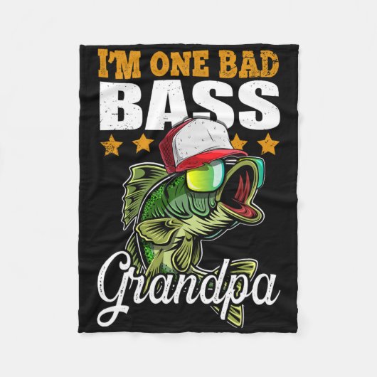 I'm One Bad B Grandpa B Fishing Father's Day Gift Fleecedecke (Vorderseite)