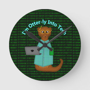 I'm Otter-ly Into Tech Runde Wanduhr
