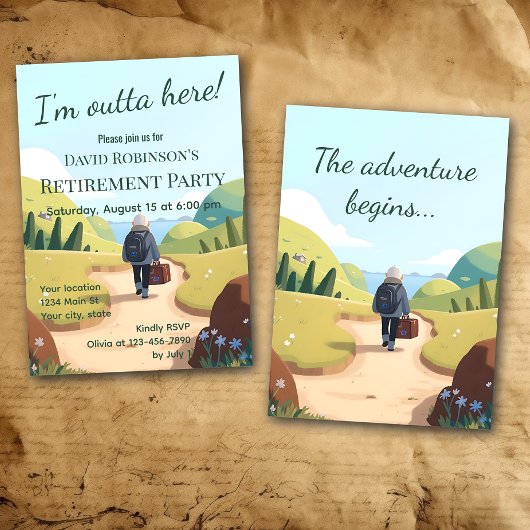 I'm Outta Here Retirement Party Retro Einladung