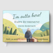 I'm Outta Here Retirement Party Retro Gästebuch (Vorderseite)