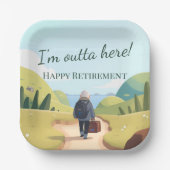 I'm Outta Here Retirement Party Retro Pappteller (Vorderseite)