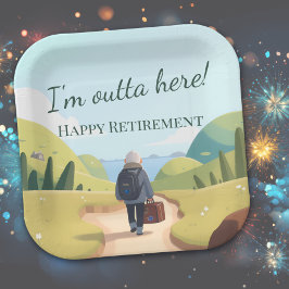 I'm Outta Here Retirement Party Retro Pappteller