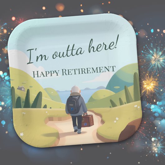 I'm Outta Here Retirement Party Retro Pappteller