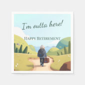 I'm Outta Here Retirement Party Retro Serviette (Vorderseite)