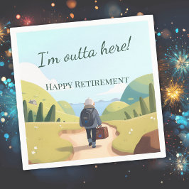 I'm Outta Here Retirement Party Retro Serviette