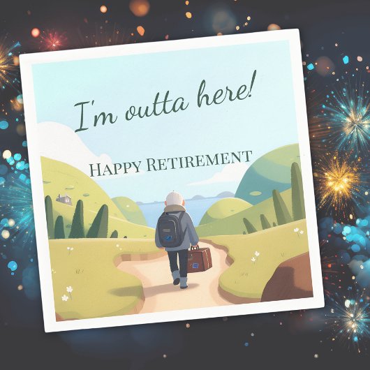 I'm Outta Here Retirement Party Retro Serviette