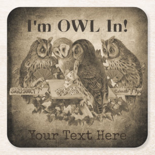 "I'm Owl In" (Alles in) Funny Poker Night Rechteckiger Pappuntersetzer