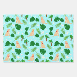 Im Ozean blauen tropischen Welpen Geschenkgutschei Geschenkpapier Set