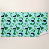 Im Ozean Blue Tropical Black Dog Beach Handtuch (Vorderseite)