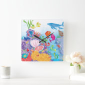 Im Ozean Quadratische Wanduhr (Zuhause)