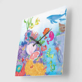 Im Ozean Quadratische Wanduhr (Winkel)