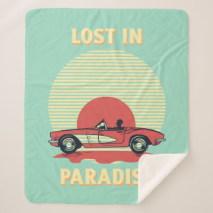 Im Paradies verloren – Retro-Cabrio-Sonnenuntergan Sherpadecke