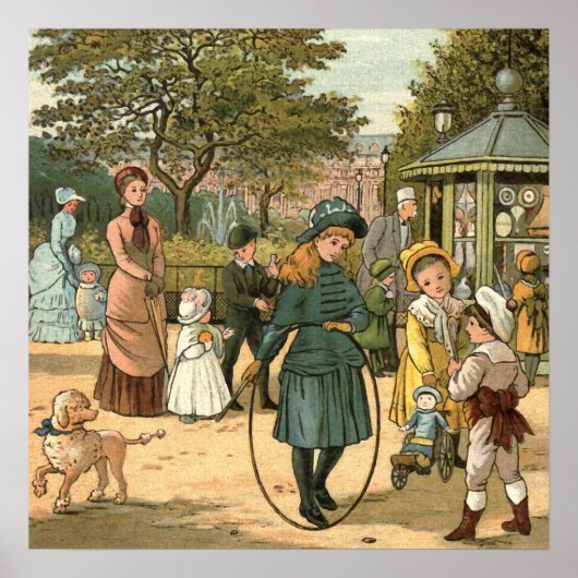 Im Park Vintage Illustration Poster (Vorne)