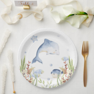 Im Party des Meeres, Dolphin Geburtstag Pappteller