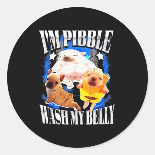 Im Pibble Wash My Belly Frenchie Bulldog Runder Aufkleber (Vorderseite)