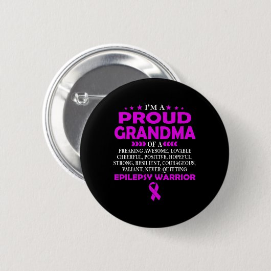 I'm Proud Grandma Of Epilepsy Warrior T Button (Vorne & Hinten)