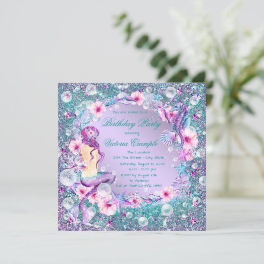 Im Rahmen der Ausschreibung der Meerjungfrau Gebur Einladung (Stehend Vorderseite)