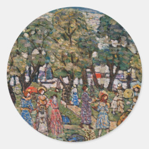 Im Rahmen der Bäume von Maurice Prendergast, Fine  Runder Aufkleber