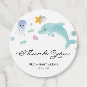 Im Rahmen der Dolphin Baby Dusche Vielen Dank Geschenkanhänger