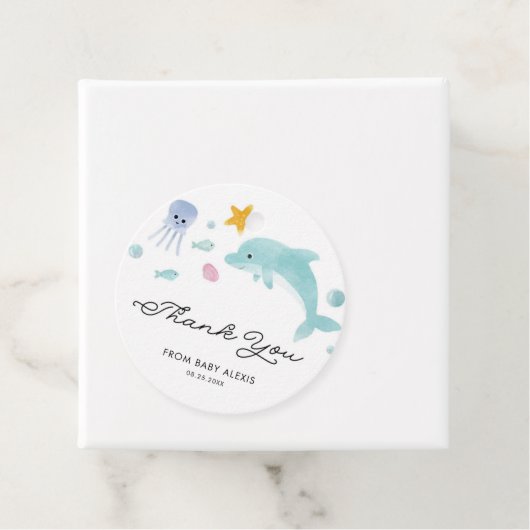 Im Rahmen der Dolphin Baby Dusche Vielen Dank Geschenkanhänger (Beispiel)