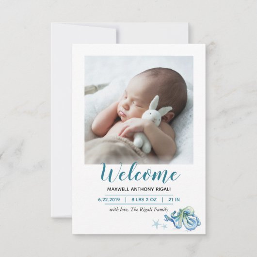 Im Rahmen der Geburtsankündigung des Meeres RSVP Karte (Vorderseite)