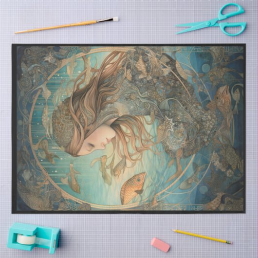 Im Rahmen der Meerjungfisch Art Decoupage Seidenpapier (Basteln)