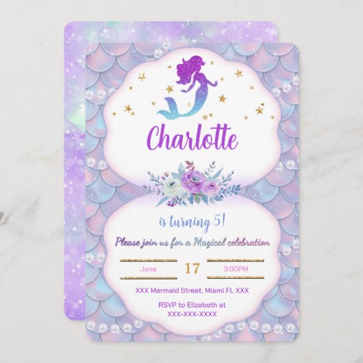 Im Rahmen der Meerjungfrau-Aufforderung Einladung (Vorne/Hinten)