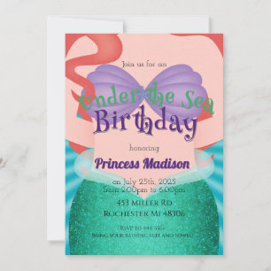 Im Rahmen der Meerjungfrau Prinzessin Birthday Ein Einladung