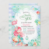 Im Rahmen der Meerjungfrau zum Geburtstag Einladun Einladung (Vorne/Hinten)